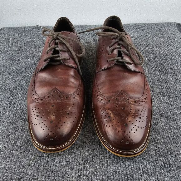 Joseph Abboud Mens Brown Leather Wingtip Derby Dress Shoe Sz 10‎  pre-owned - Picture 2 of 14